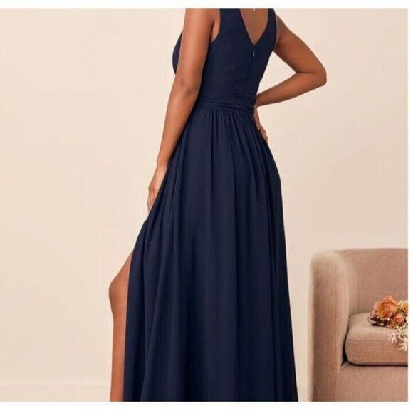 Lulu's Dress Size Small Navy Blue Thoughts of Hue Surplice Maxi Dress - Picture 3 of 8